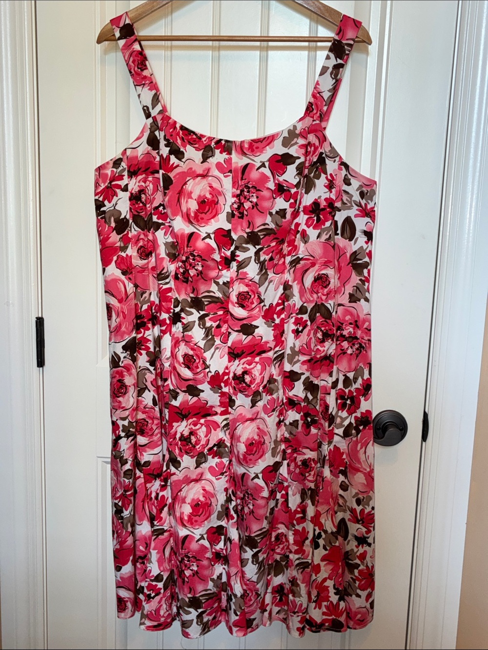 Cato 18W  Pink Floral Dress Midi  adjustable shoulder straps Zipper